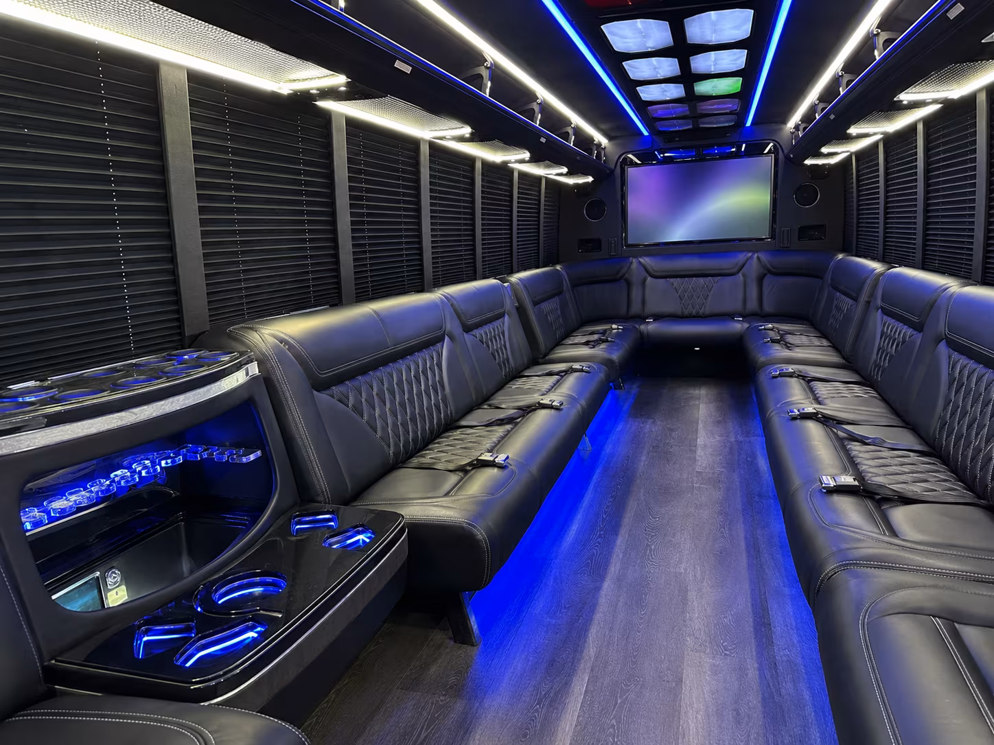 fort worth 20 passenger party bus inside